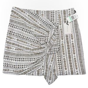 1. State Hyper Tropic Ruched Mini Skirt Tan Print Size 8